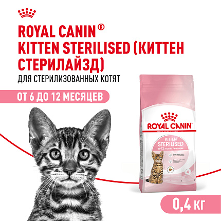 Royal Canin Kitten Sterilised Корм сухой сбалансированный для стерилизованных котят до 12 месяцев, 0,4 кг